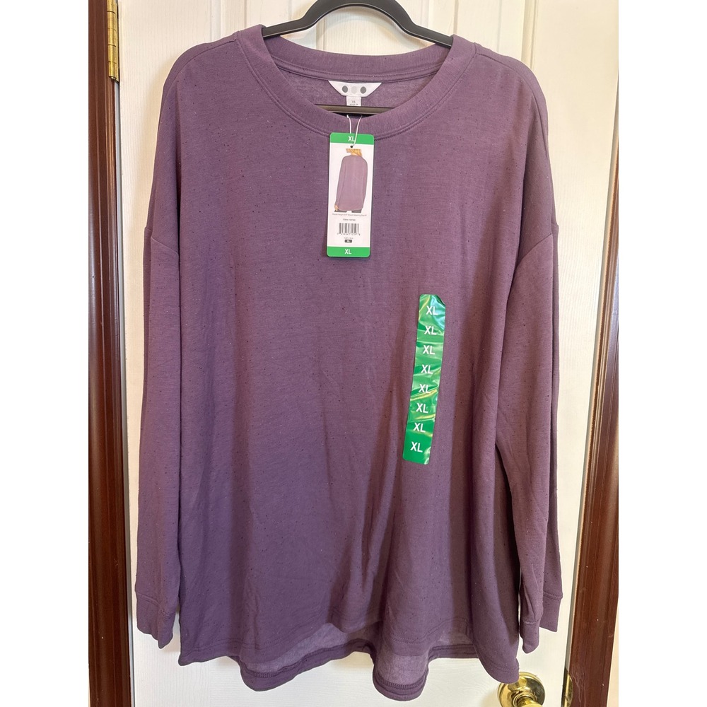 Three Dots Purple Crewneck Sweatshirt Long Sleeve Pullover‎ Top XL